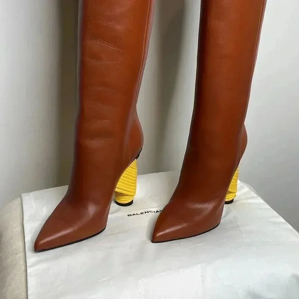 Balenciaga Camel Knee Length Boots - Picture 5 of 9